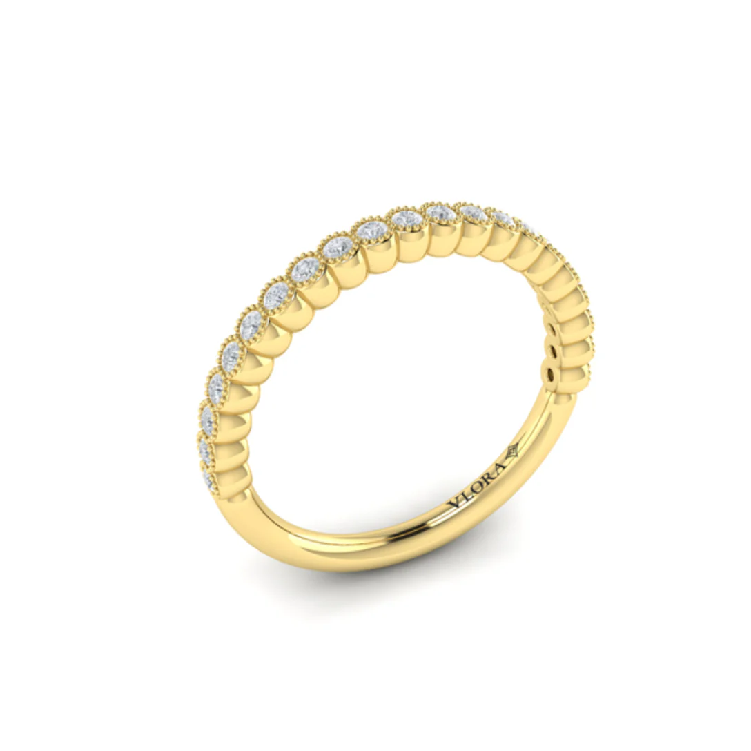Springer's Forever Select 18K Yellow Gold Round Diamond Milgrain Bezel Band - .25ctw - Image 2