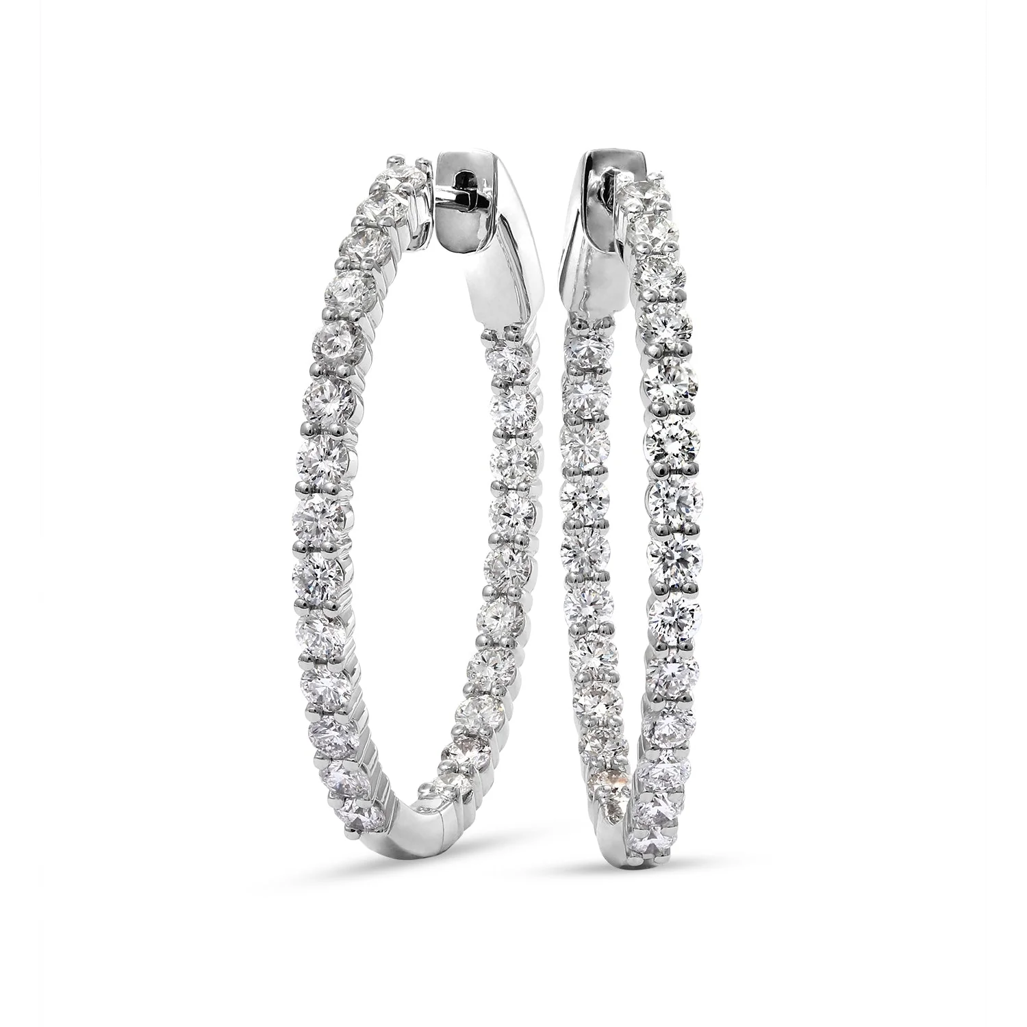 Springer's Forever Select Oval Diamond Hoop Earrings in 18K White Gold - 2.00ctw