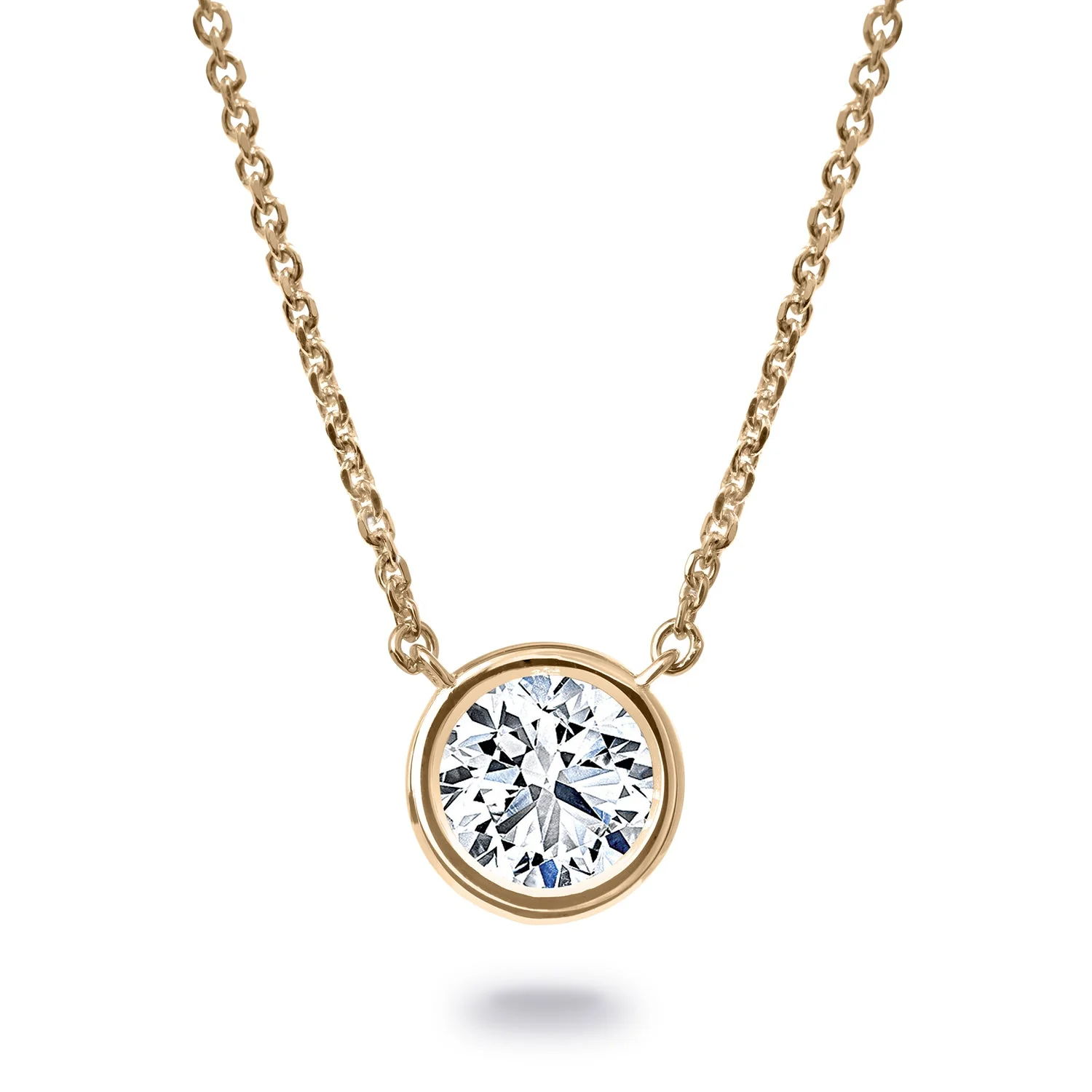 Springer's Forever Select Round Diamond Bezel Solitaire Pendant Necklace in 18K Yellow Gold – 0.70ctw