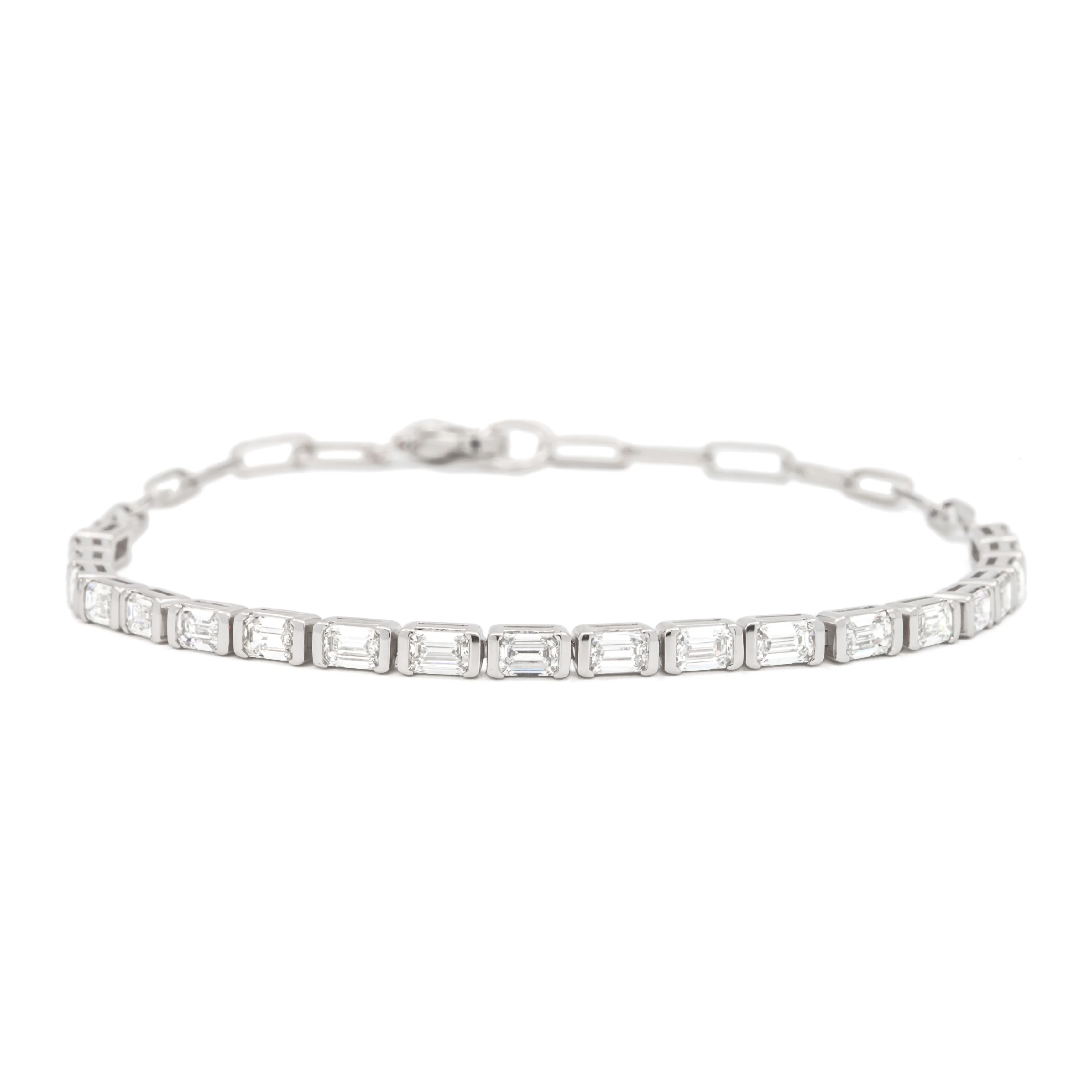 Springer's Forever Signature Emerald-Cut Diamond Paperclip Chain Bracelet in 14K White Gold - 1.75ctw