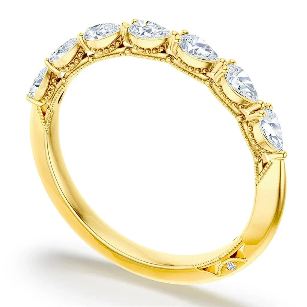 Tacori 18k Yellow Gold Sculpted Crescent Pear Diamond Band - .36ctw - Image 3
