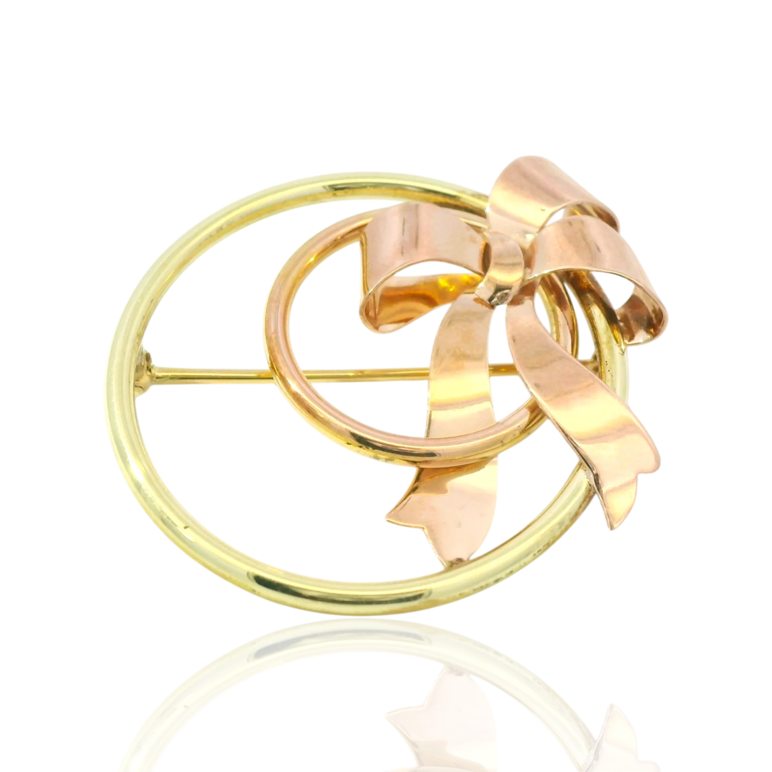 Tiffany & Co. Estate 14K Two-Tone Gold Circle & Bow Pin