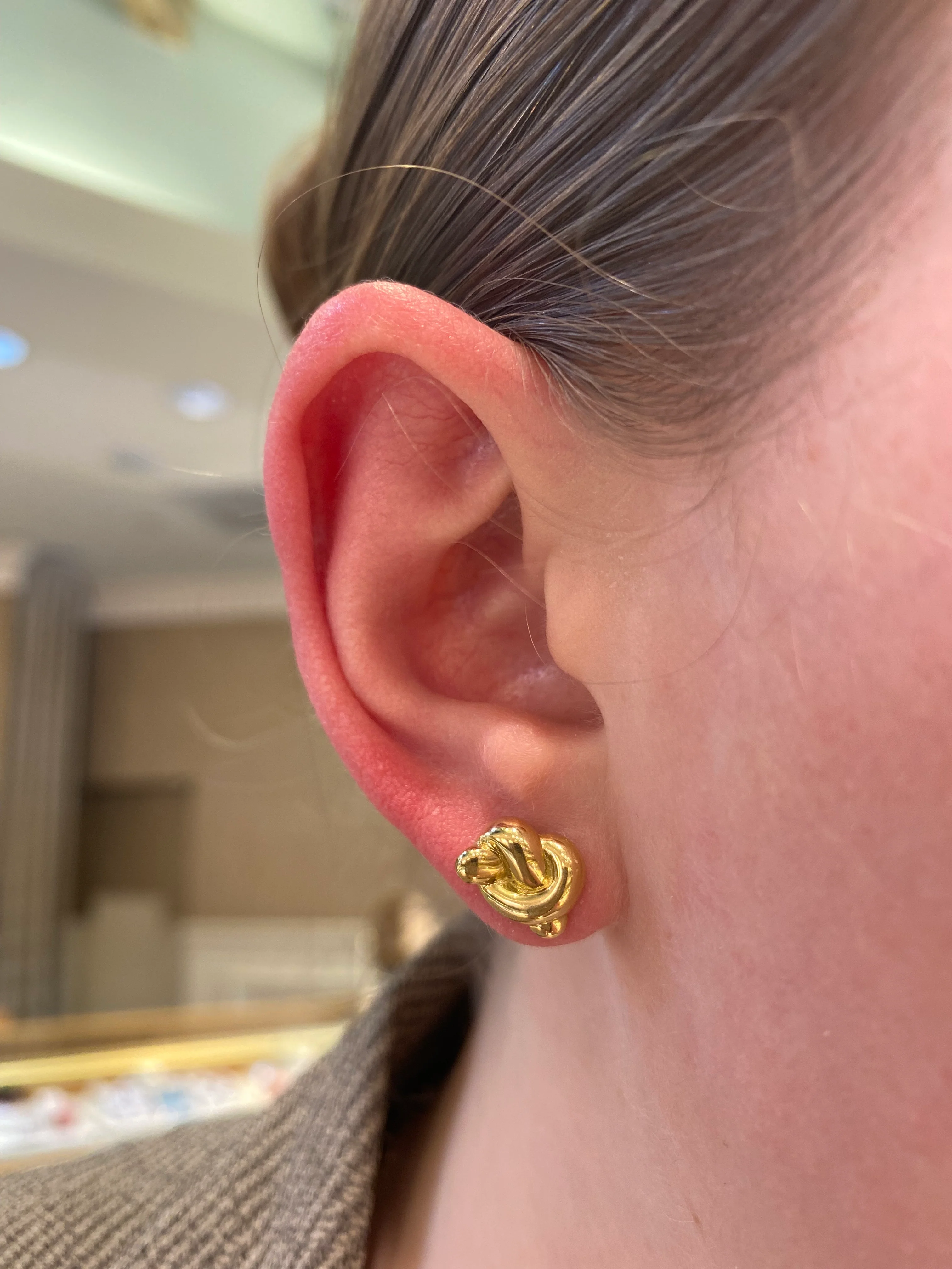 Tiffany & Co. Estate 18K Yellow Gold Pretzel Knot Stud Earrings - Image 2