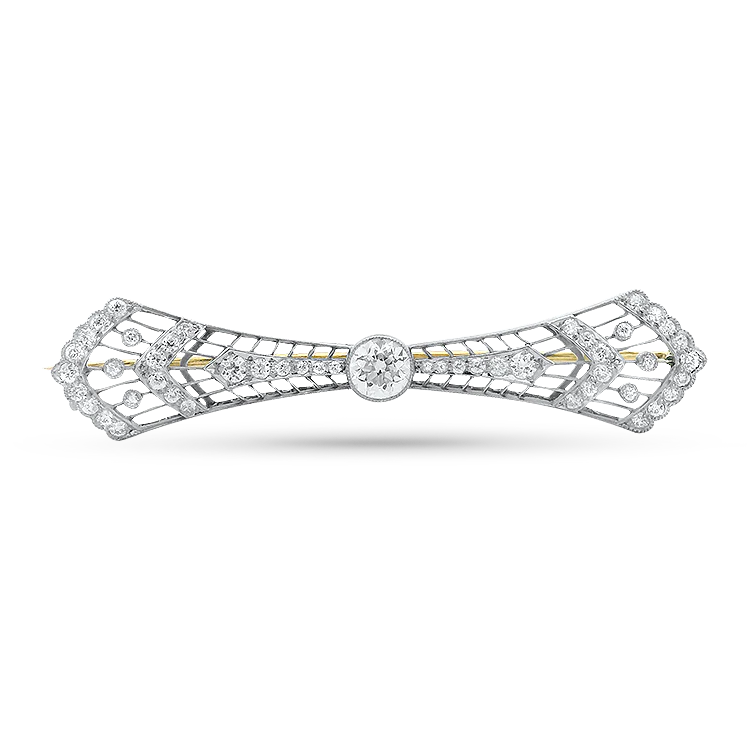 Tiffany & Co. Estate Edwardian-Style Platinum & 14k Yellow Gold Diamond Pendant Brooch