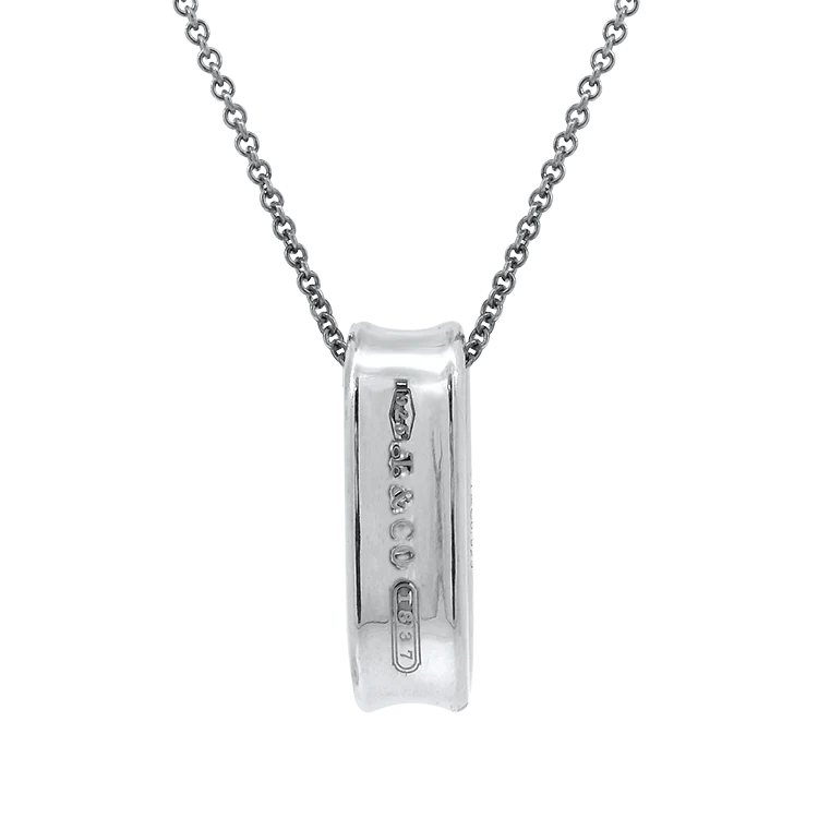 Tiffany & Co. Estate Sterling Silver 1837 Oval Tag Necklace
