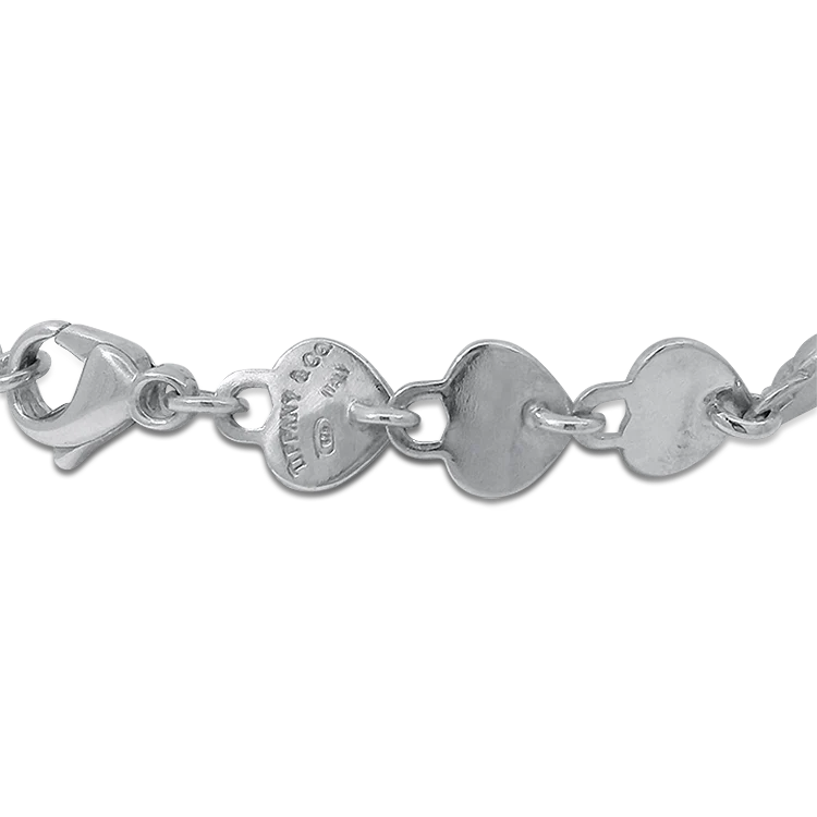 Tiffany & Co. Estate Sterling Silver Heart Padlock Link Bracelet - Image 2