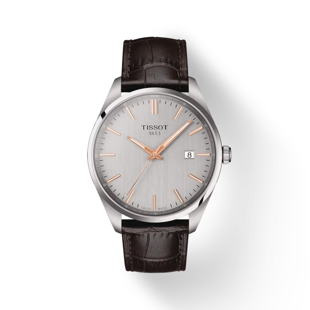 Tissot PR 100 Silver Dial, Leather Strap 40mm (T1504101603100)