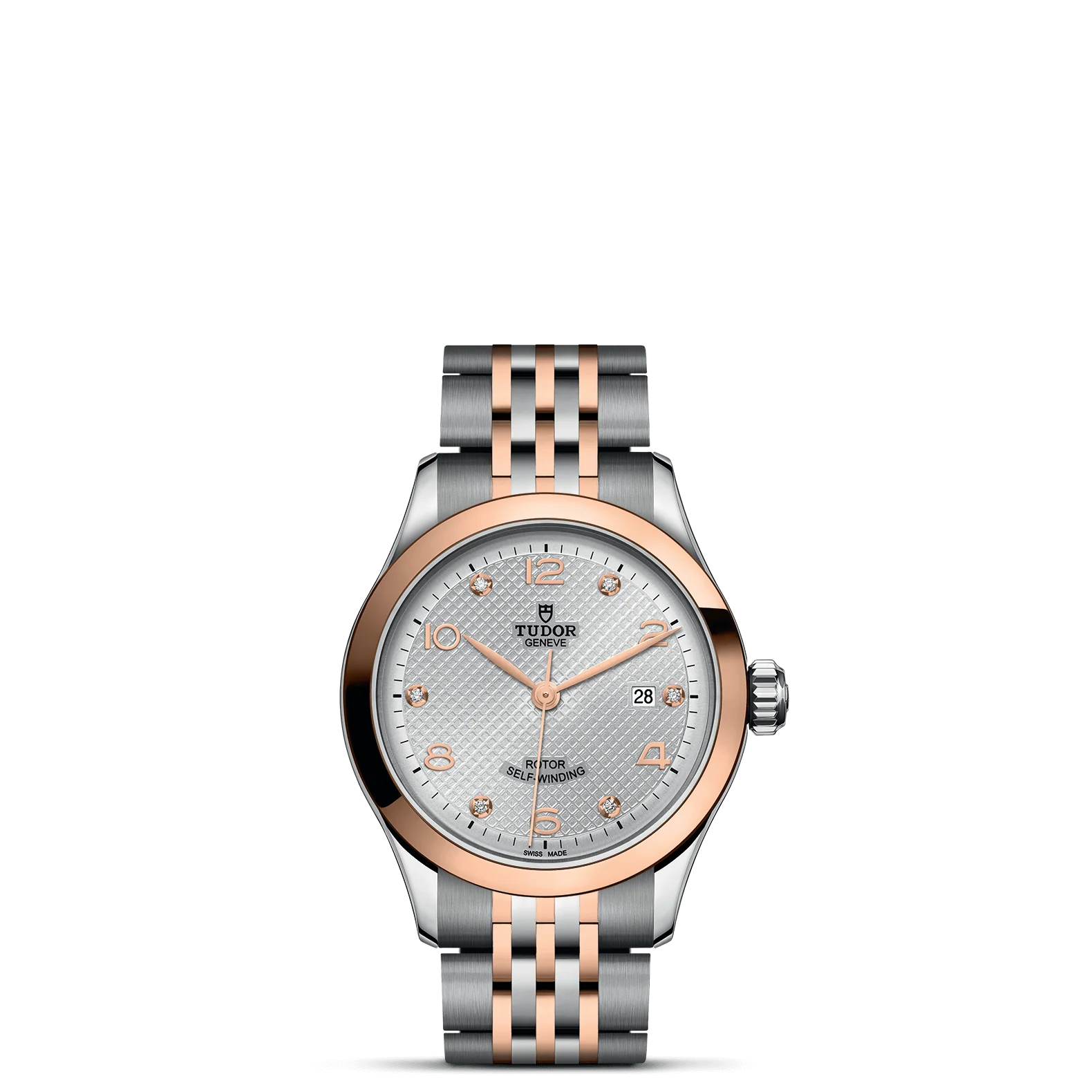 TUDOR 1926 28mm Case, Silver Diamond Dial, Steel and Rose Gold Bracelet (M91351-0002)