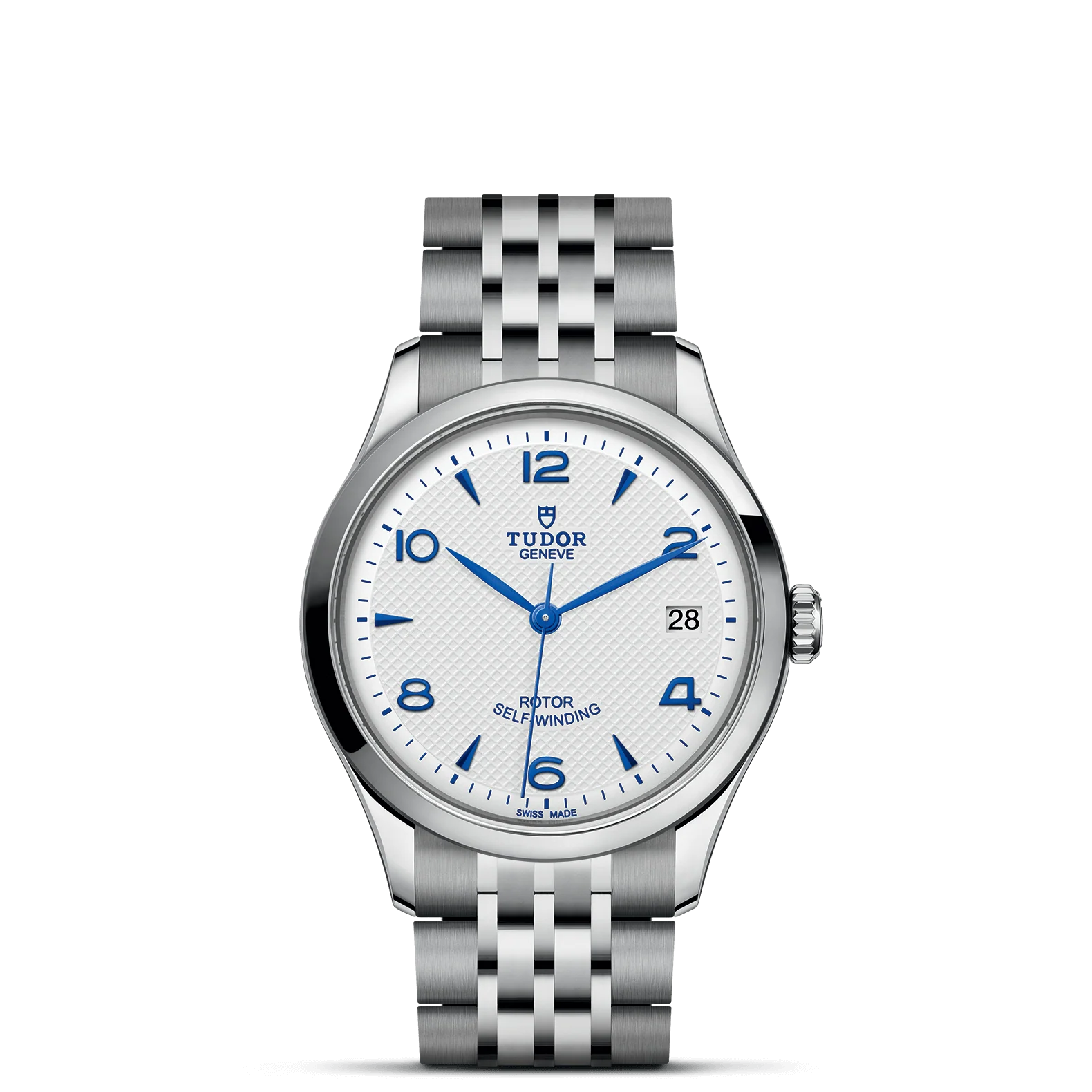 TUDOR 1926 36mm Case, White Opaline and Blue Dial, Steel Bracelet (M91450-0005)