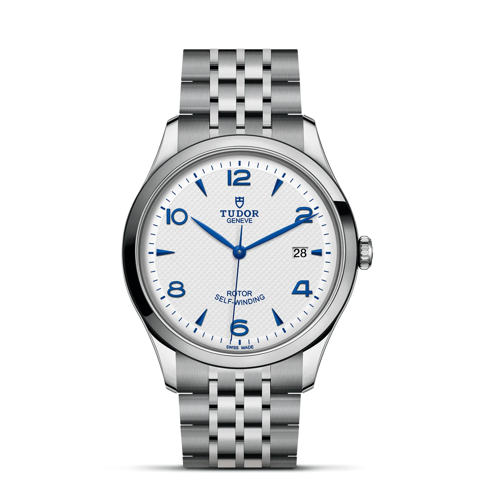 TUDOR 1926 41mm Case, White Opaline and Blue Dial, Steel Bracelet (M91650-0005)