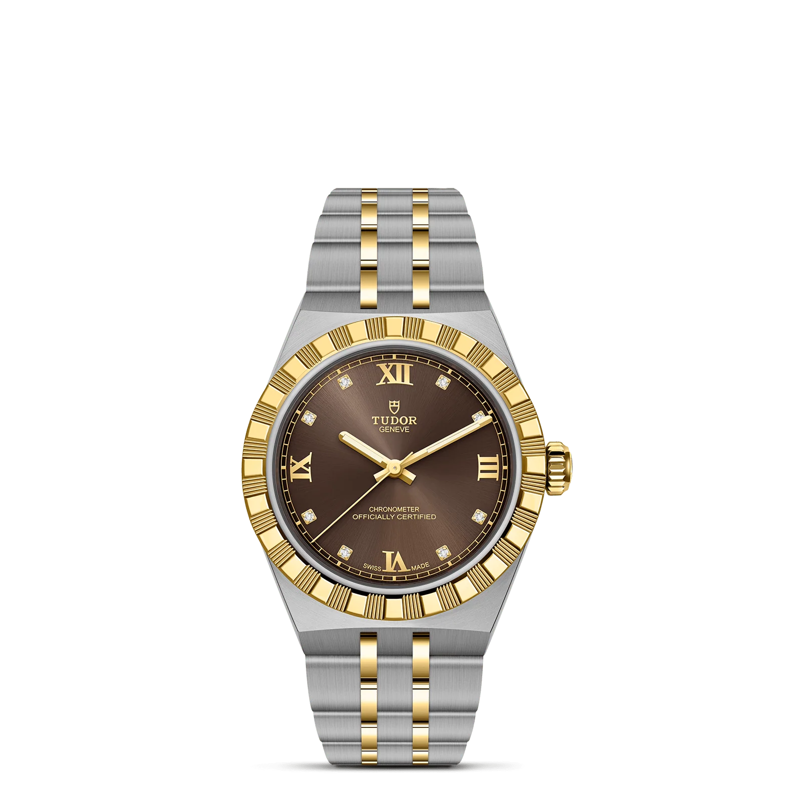 TUDOR 30mm TUDOR Royal Brown Diamond Dial, Gold and Steel Bracelet (M2830A1A3-0001)