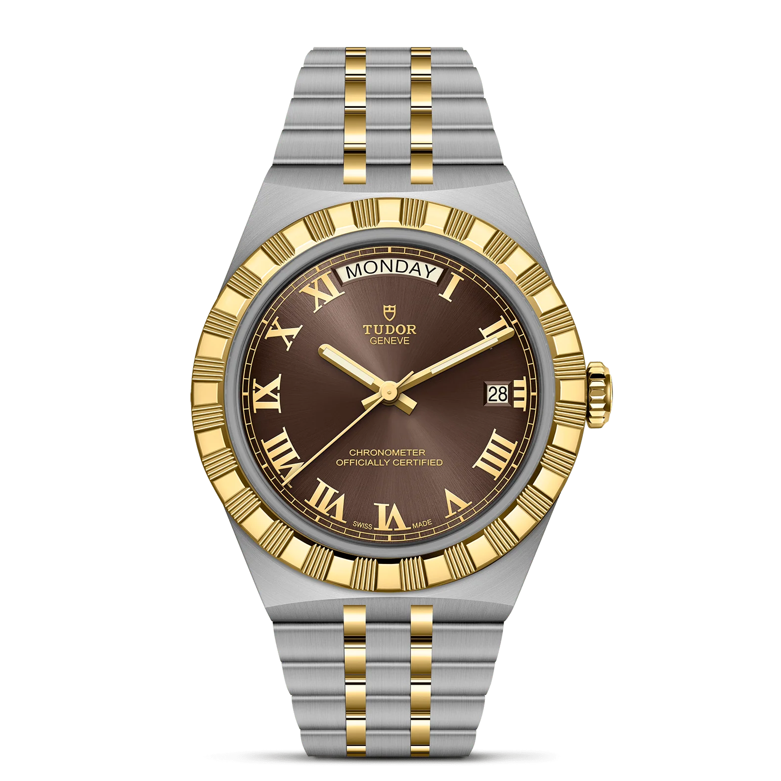 TUDOR 40mm TUDOR Royal Brown Dial, Gold and Steel Bracelet (M2840D1A3-0001)