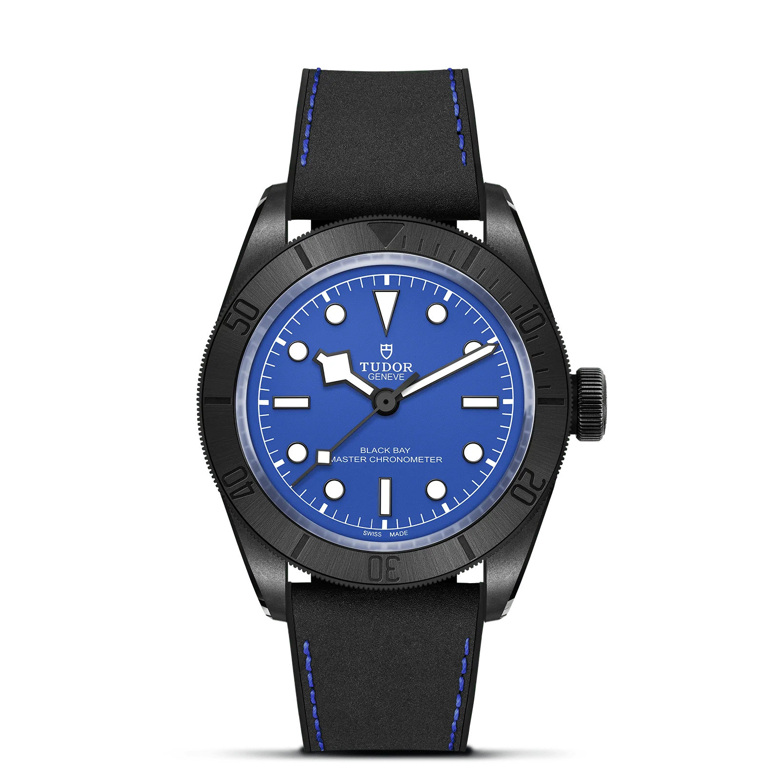 TUDOR 41mm Black Bay Ceramic, Blue Dial, Hybrid Leather Rubber Strap (M79210CNU-0007)
