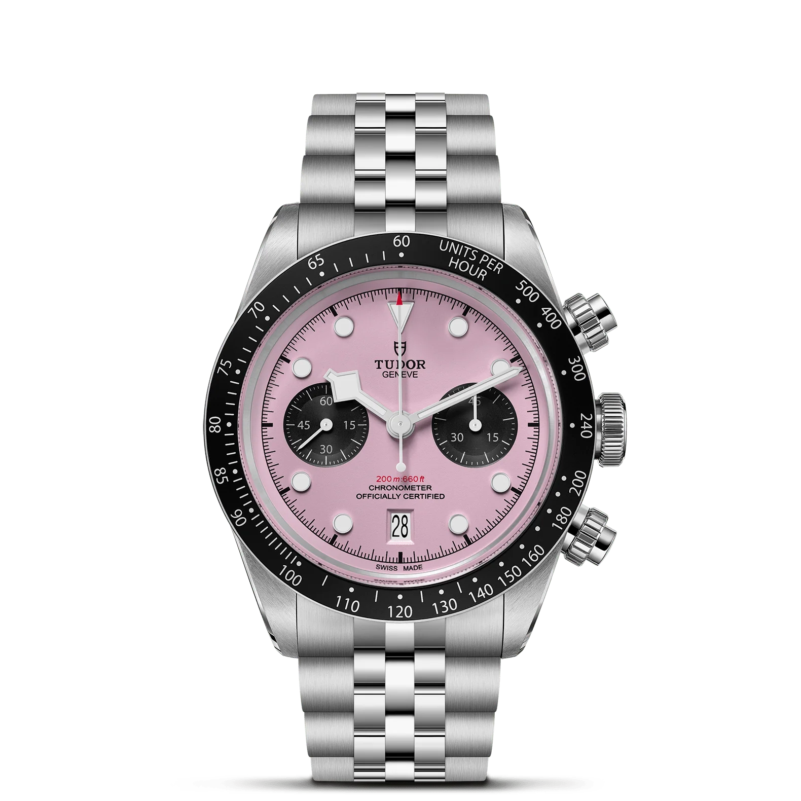 TUDOR 41mm Black Bay Chrono, Pink Dial, Stainless Steel Bracelet (M79360N-0019)