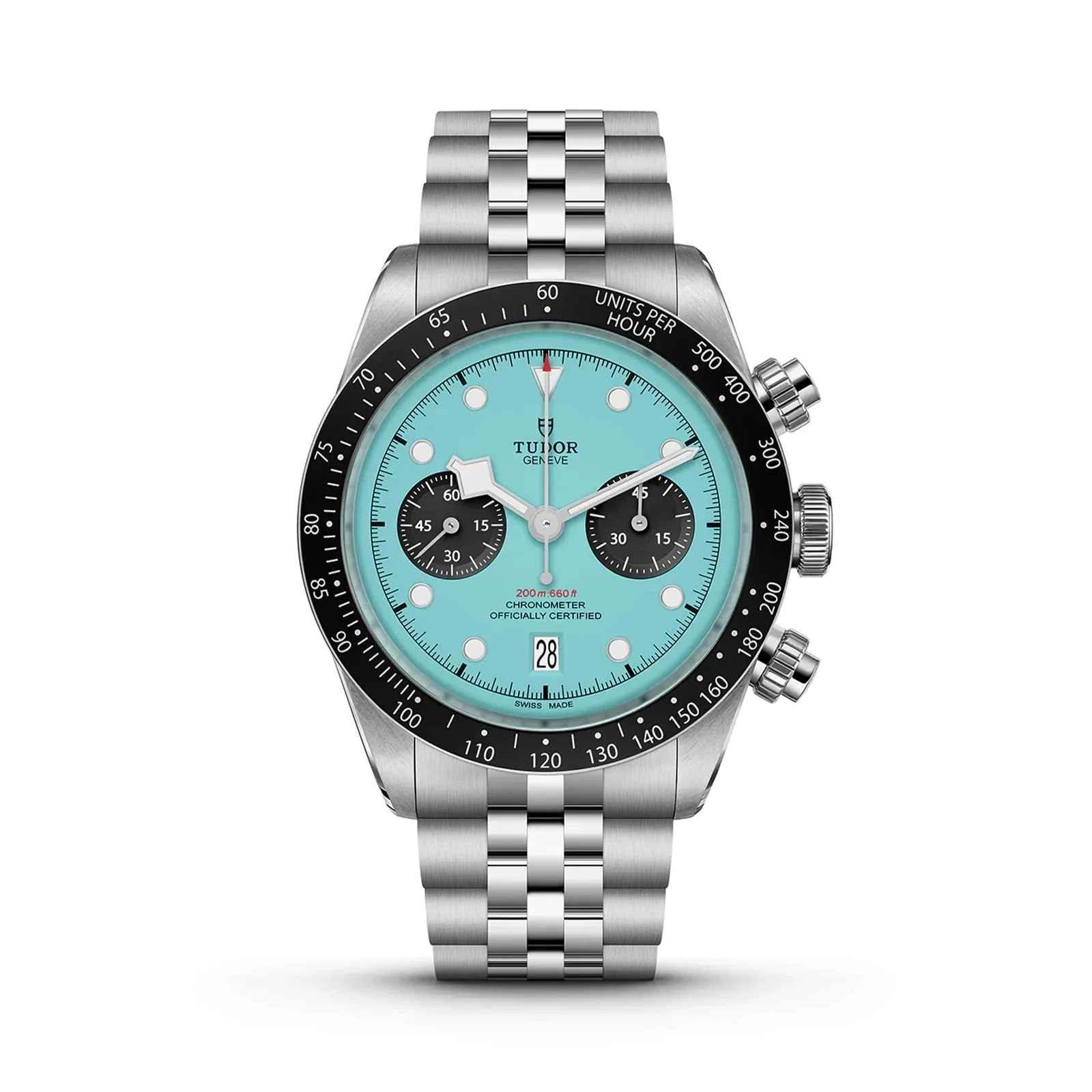 TUDOR 41mm Black Bay Chrono, Turquoise Dial, Stainless Steel Bracelet (M79360N-0024)