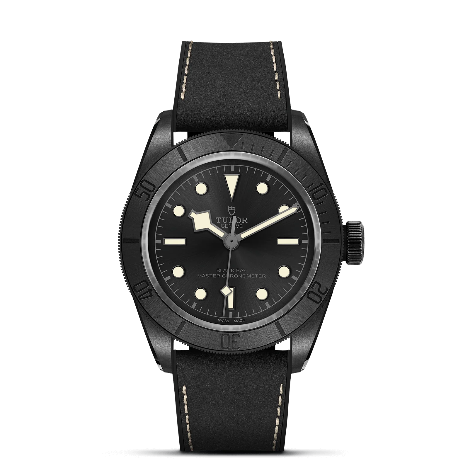 TUDOR Black Bay 41mm Ceramic Case, Black Dial, Hybrid Leather and Rubber Strap (M79210CNU-0001)