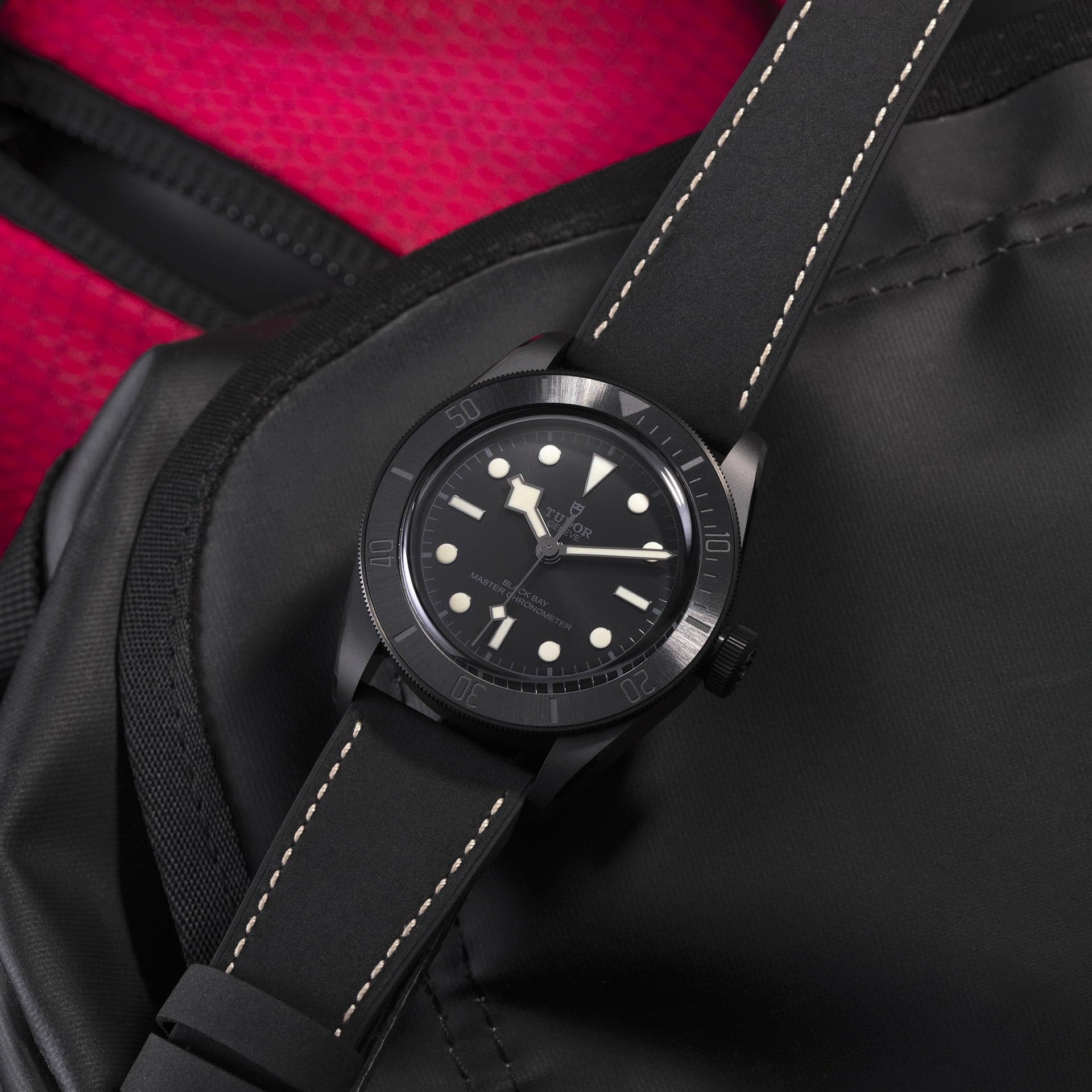 TUDOR Black Bay 41mm Ceramic Case, Black Dial, Hybrid Leather and Rubber Strap (M79210CNU-0001) - Image 3