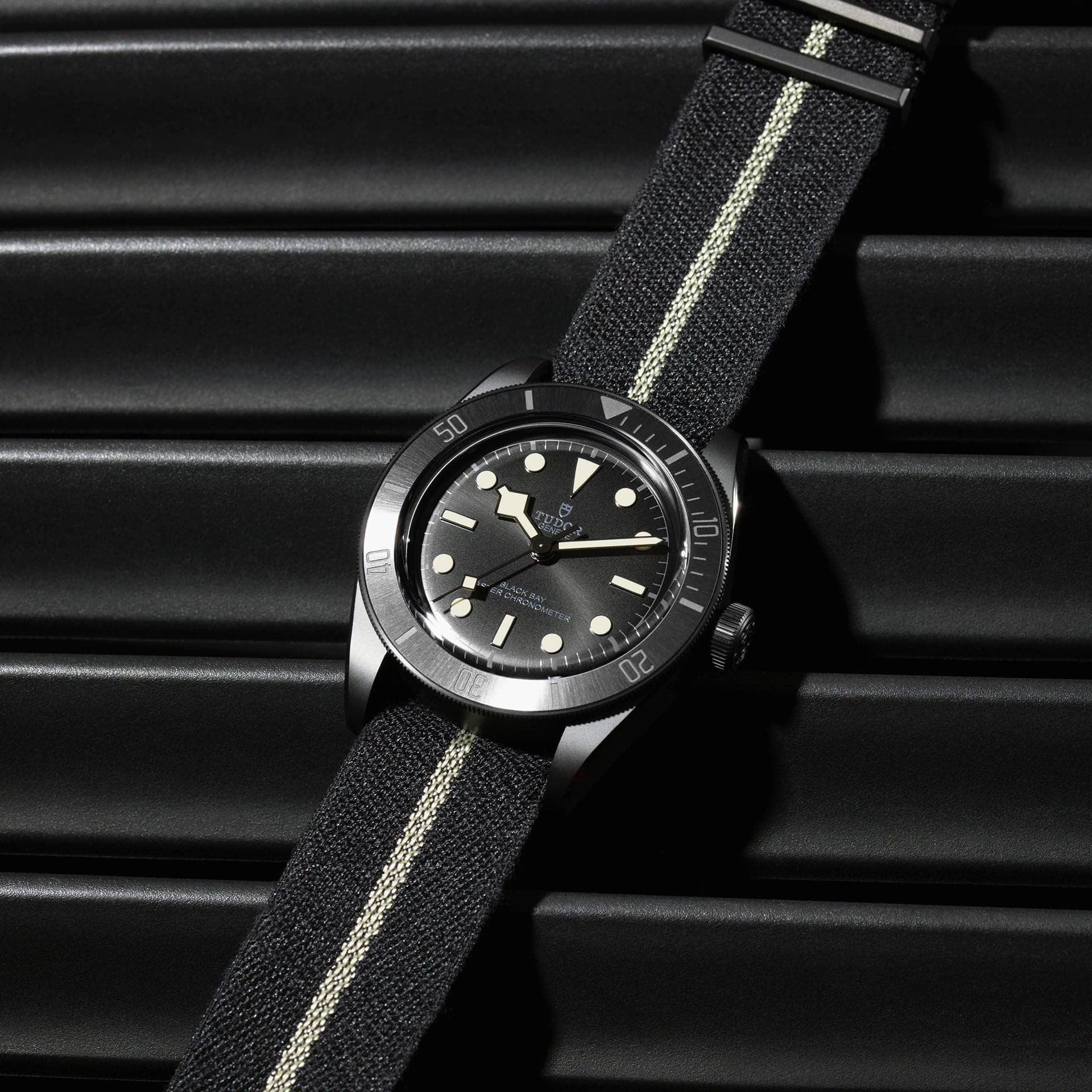 TUDOR Black Bay 41mm Ceramic Case, Black Dial, Hybrid Leather and Rubber Strap (M79210CNU-0001) - Image 4