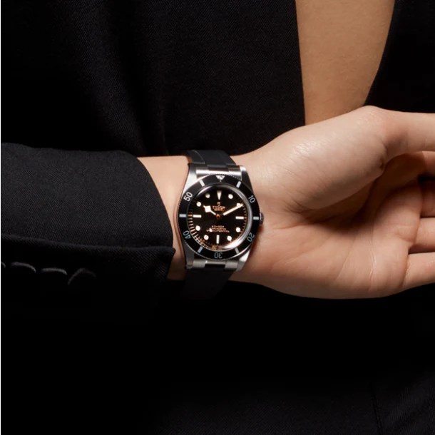 TUDOR Black Bay 54 37mm Case, Black Dial, Black Rubber Bracelet (M79000N-0002) - Image 5