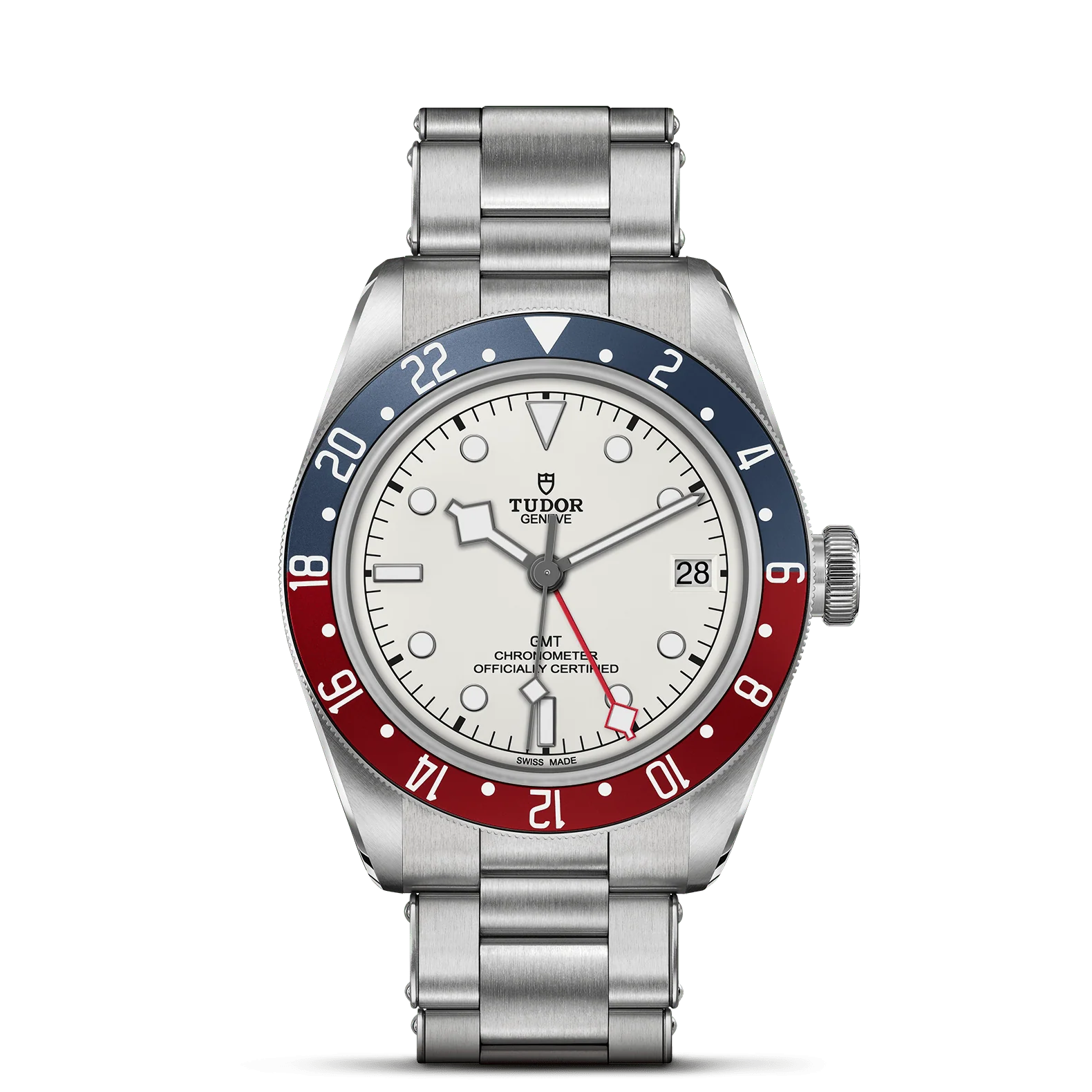 TUDOR Black Bay GMT 41mm Case, White Opaline Dial, Steel Bracelet (M79830RB-0010)