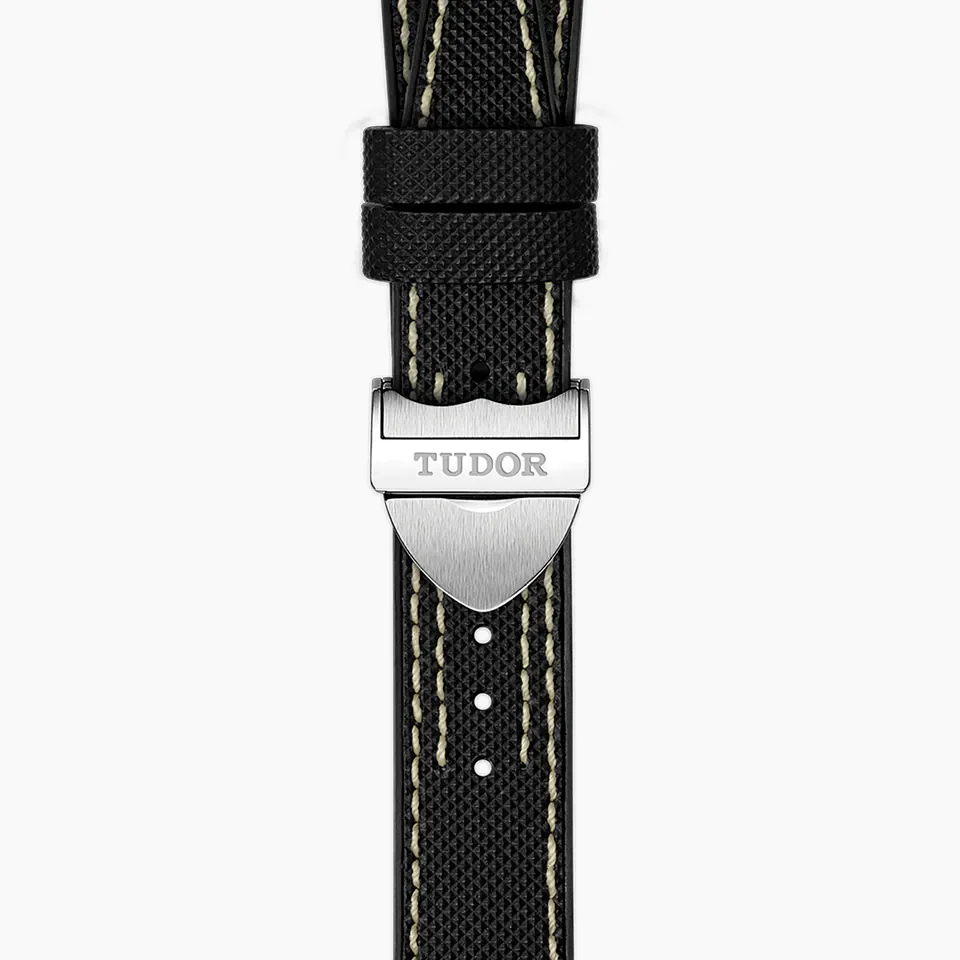 TUDOR Black Bay Pro 39mm Case, Black Dial, Hybrid Rubber and Leather Bracelet (M79470-0003) - Image 4