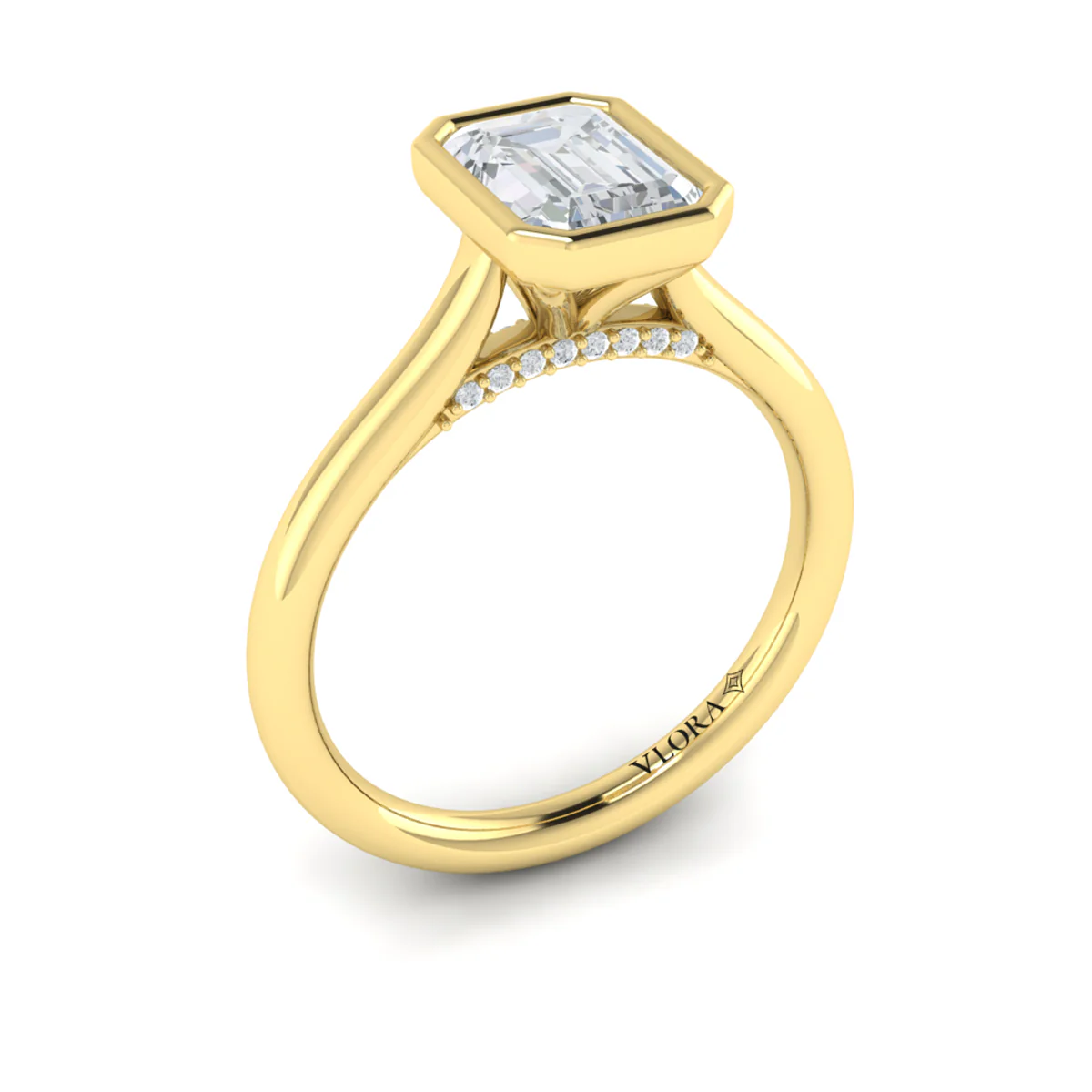 Springer's Forever Select 18k Yellow Gold Emerald Cut Engagement Ring Style Mounting - Image 3