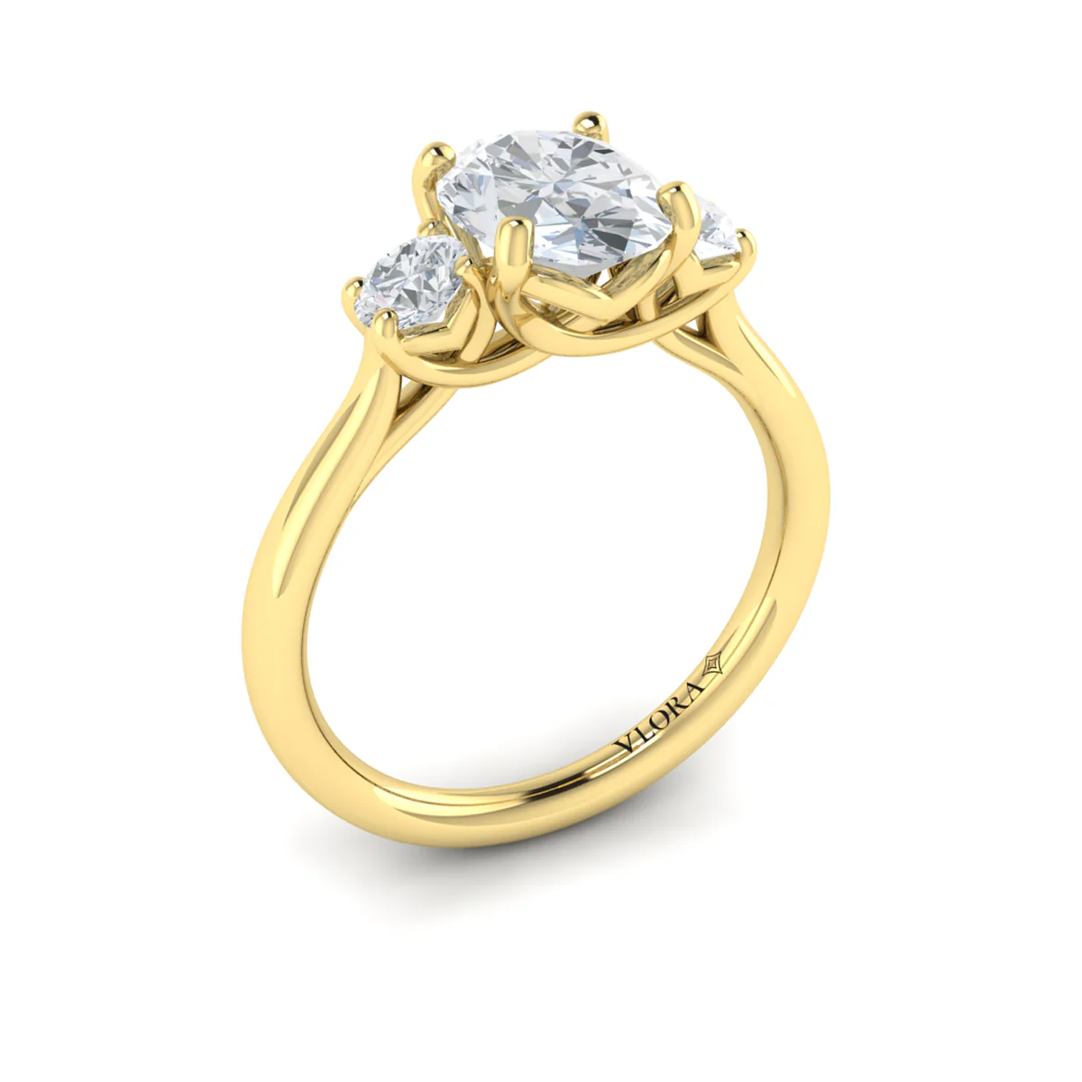 Springer's Forever Select 18k Yellow Gold Oval Three-Stone Engagement Ring Mounting - Image 3