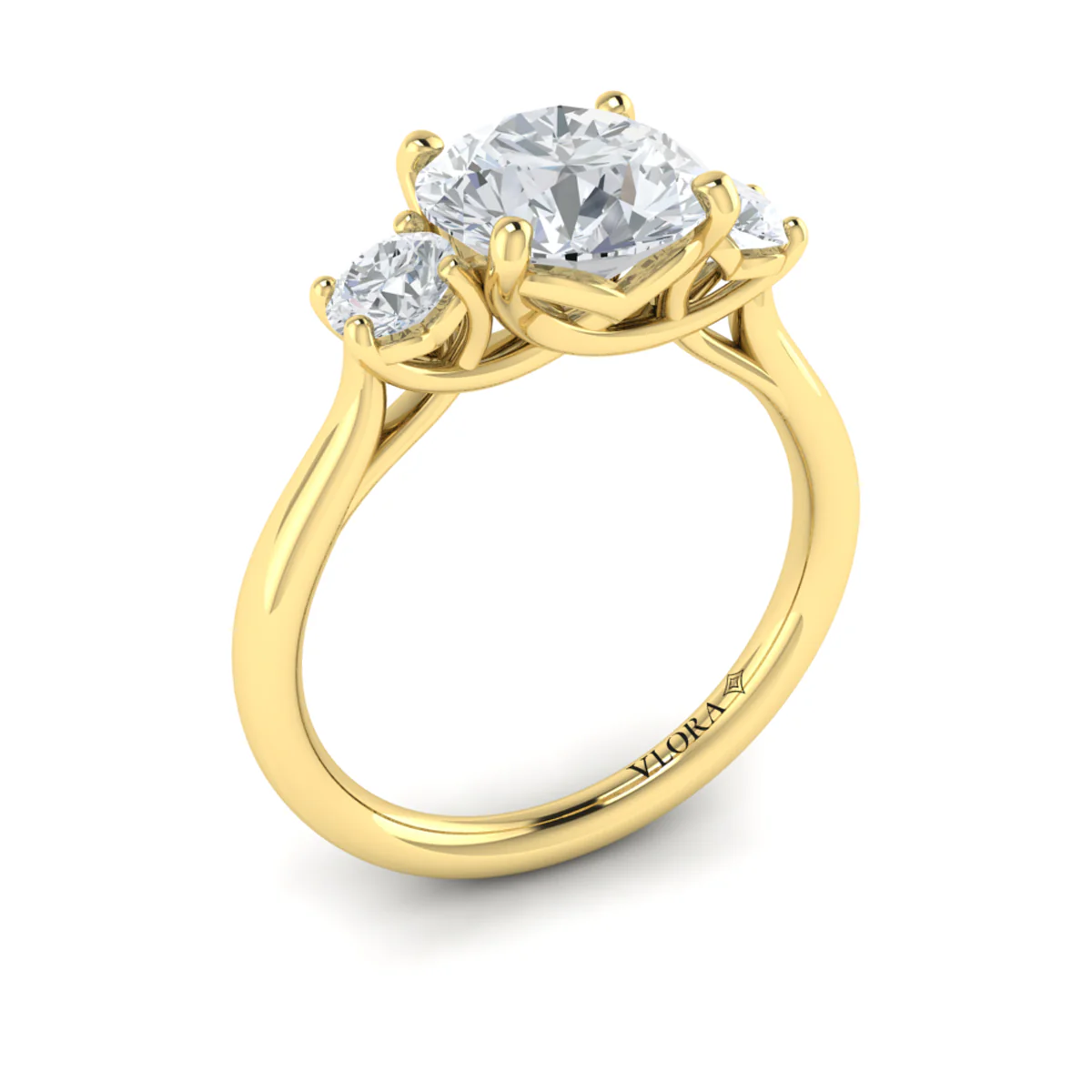 Springer's Forever Select 18k Yellow Gold Round Three-Stone Engagement Ring Mounting - Image 3