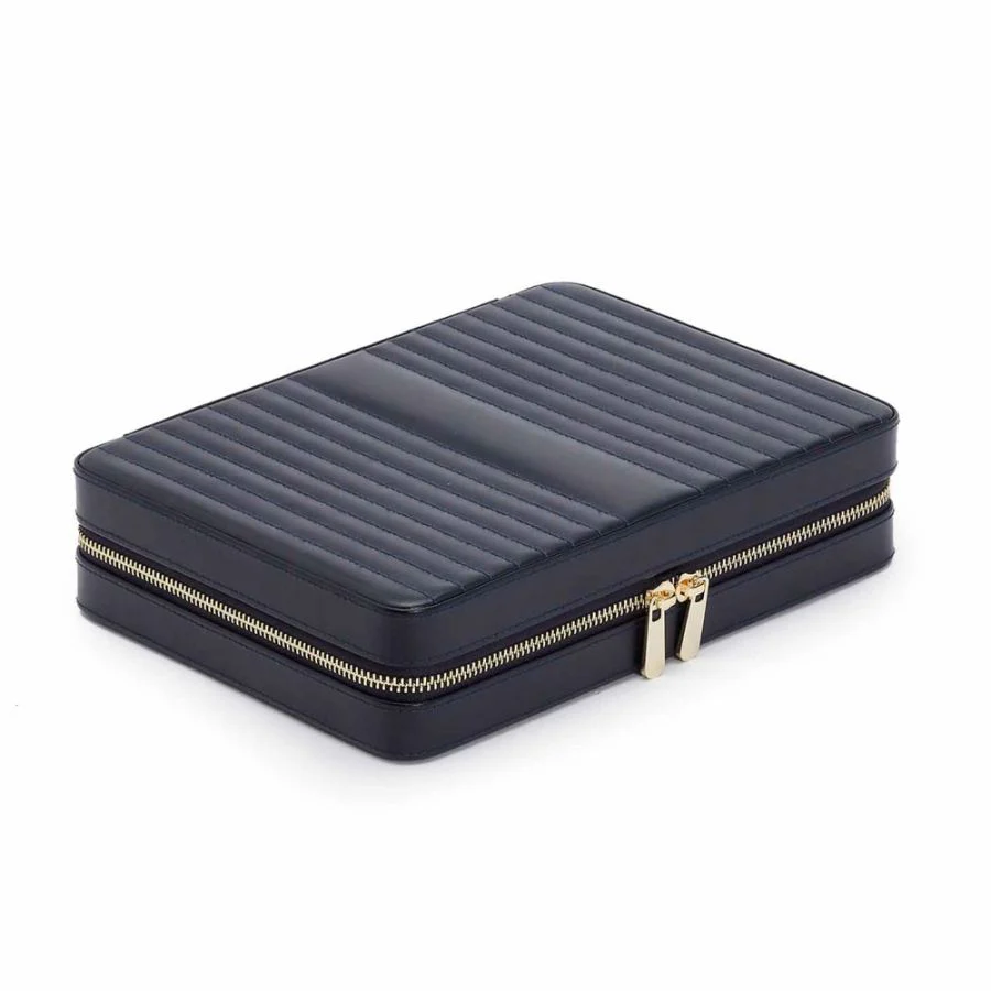 WOLF Maria Large Jewelry Zip Case - Navy
