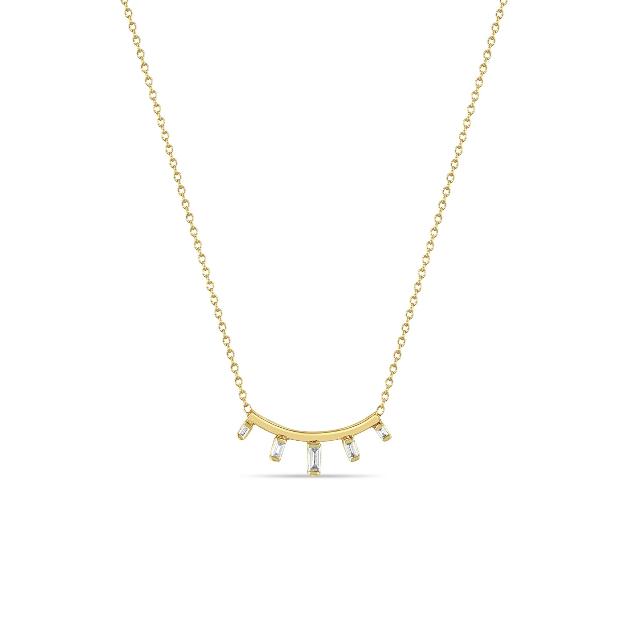 Zoë Chicco 14k Yellow Gold Curved Bar Diamond Necklace