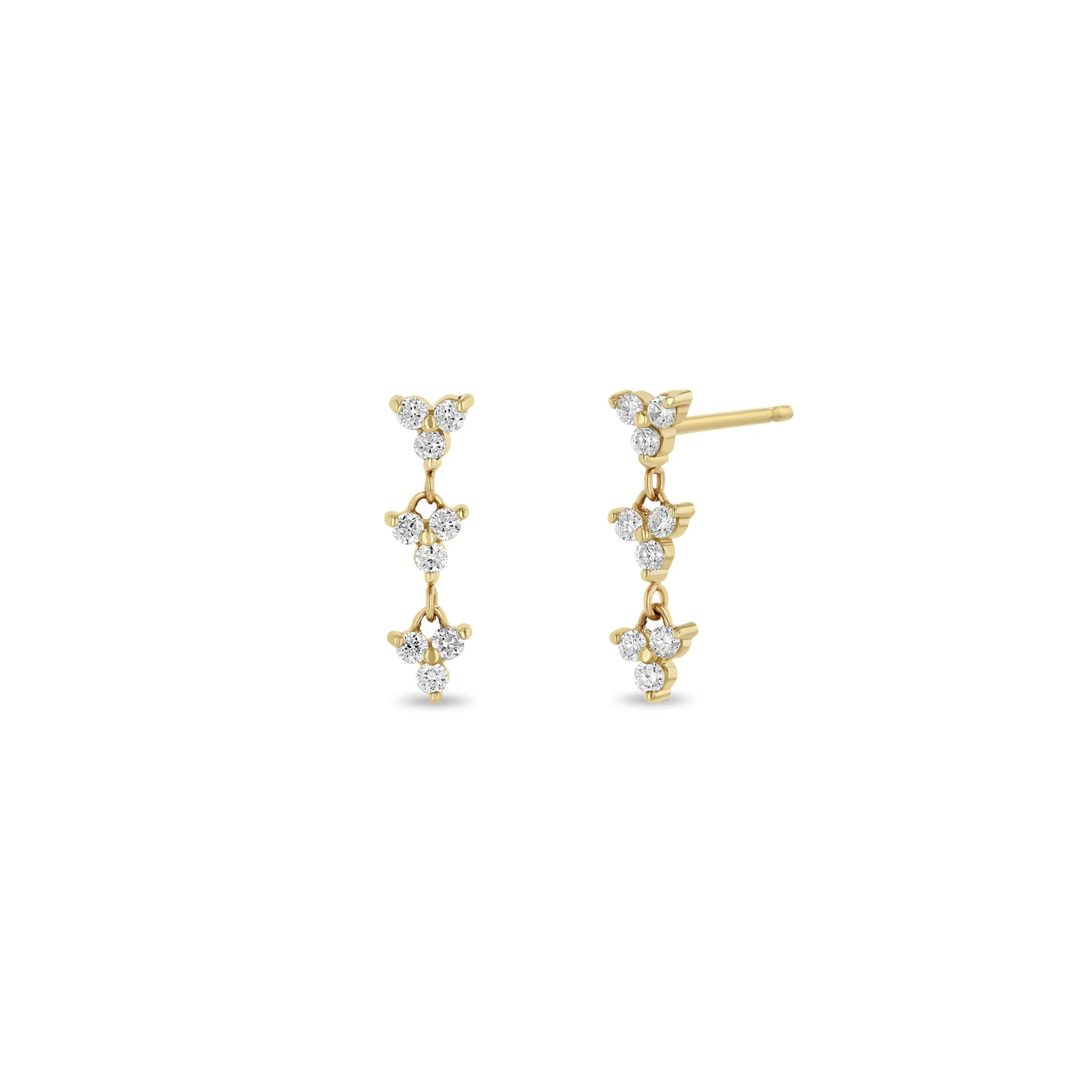Zoë Chicco 14k Yellow Gold Earrings with Diamond Trio