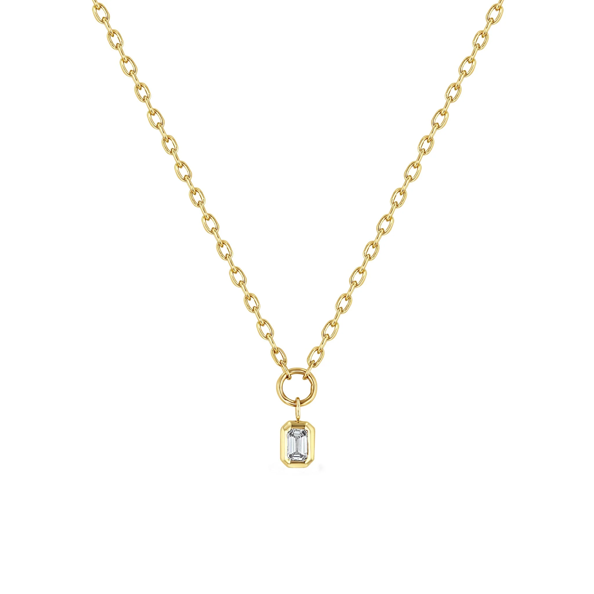 Zoë Chicco 14k Yellow Gold Emerald Cut Diamond Necklace