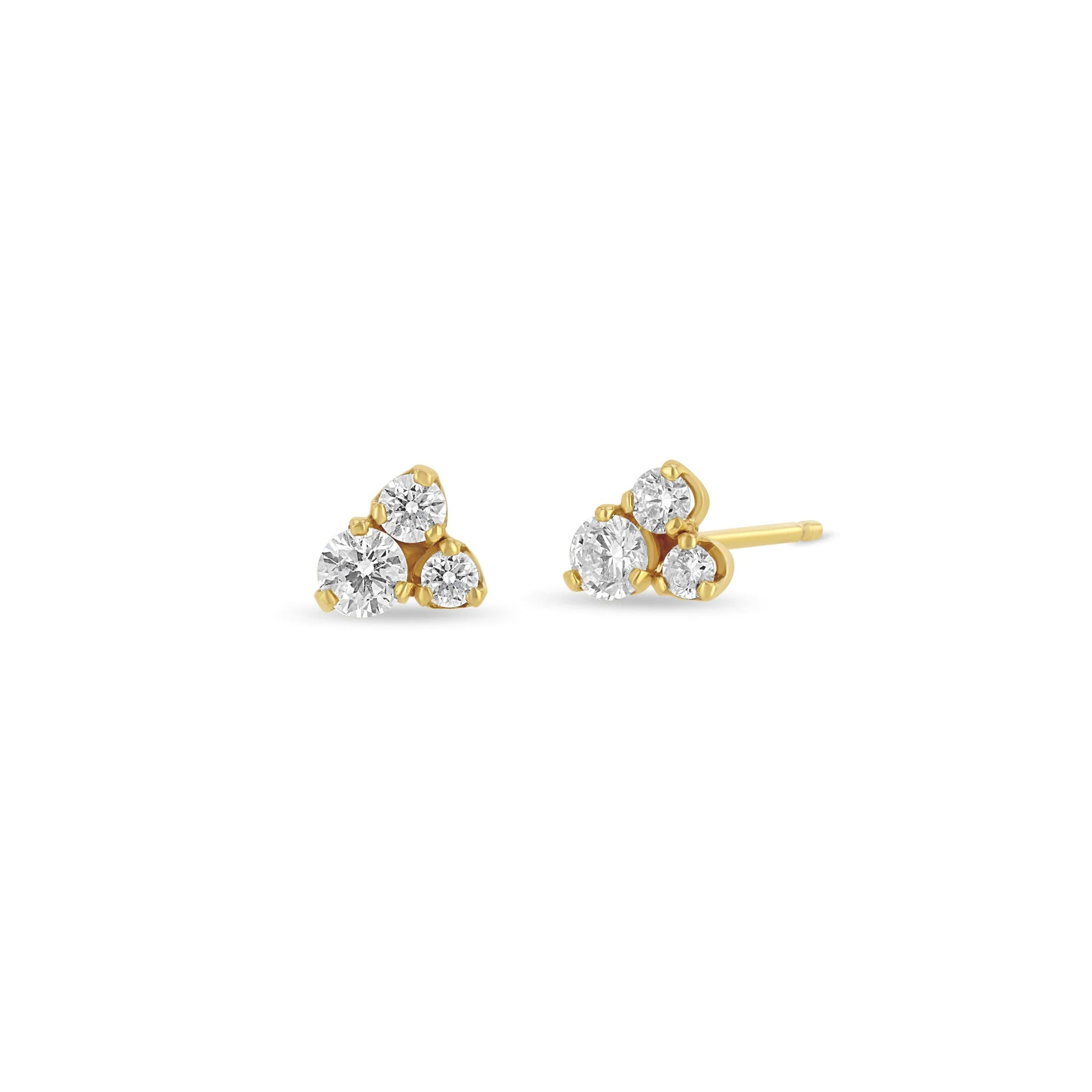Zoë Chicco 14k Yellow Gold Large Mixed Diamond Trio Studs