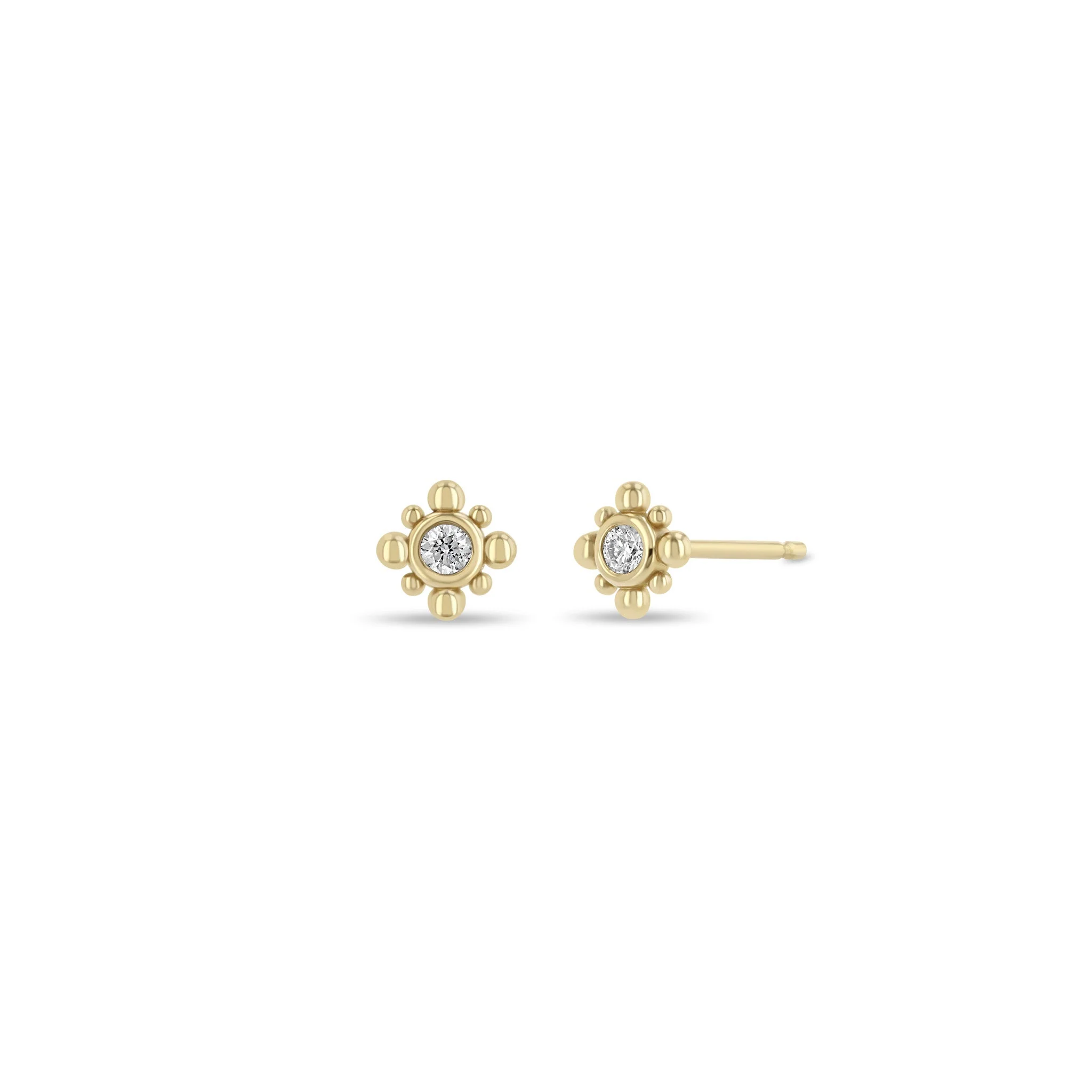 Zoë Chicco 14k Yellow Gold Starburst Diamond Studs