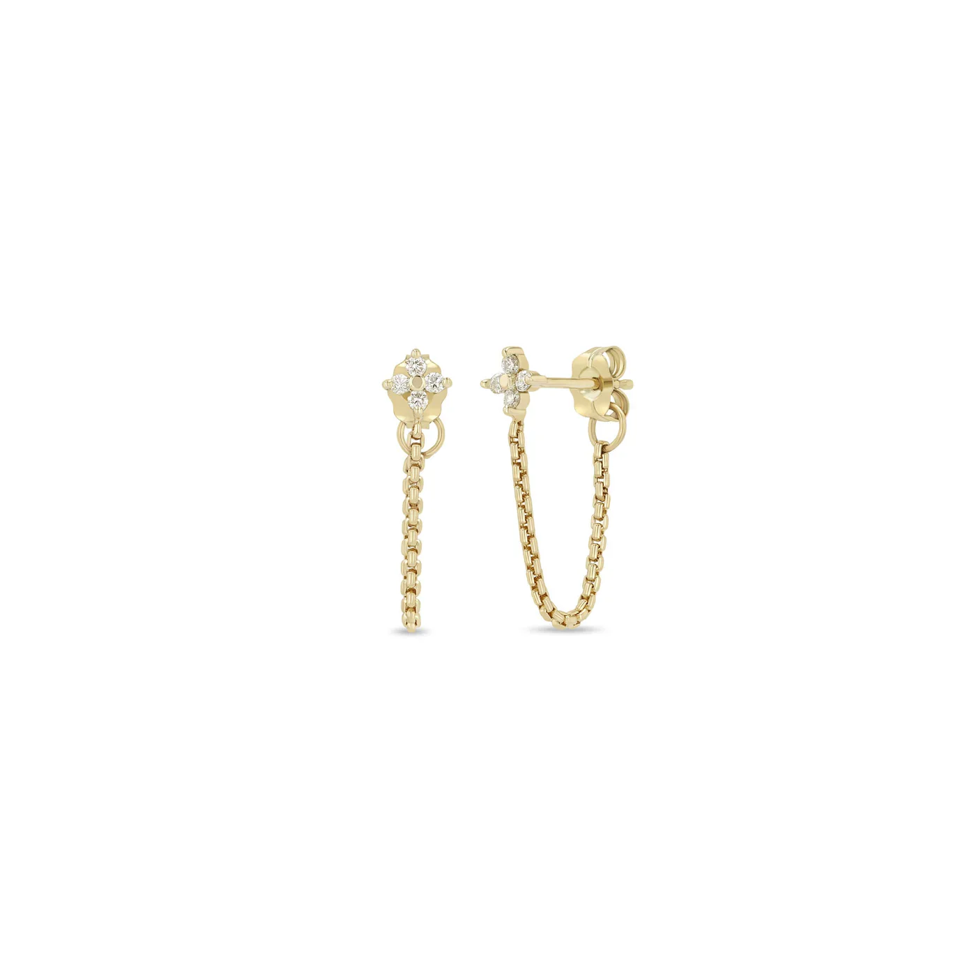Zoë Chicco 14k Yellow Gold Diamond Quad XS Box Chain Huggie Earrings