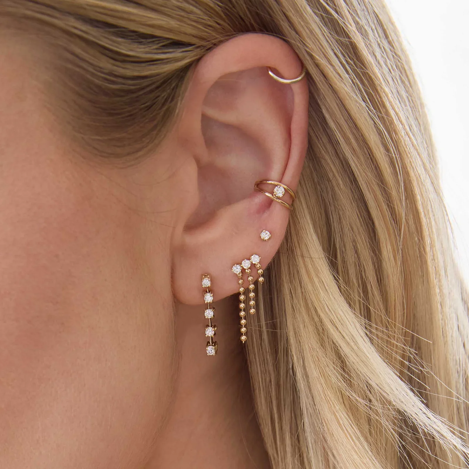 Zoë Chicco 14k Yellow Gold Diamond Waterfall Drop Earrings - Image 2